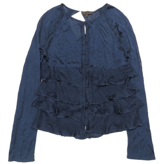Loewe Rayon Knit Sheath Cardigan Bolero Long Sleeve Round Neck Ruffle