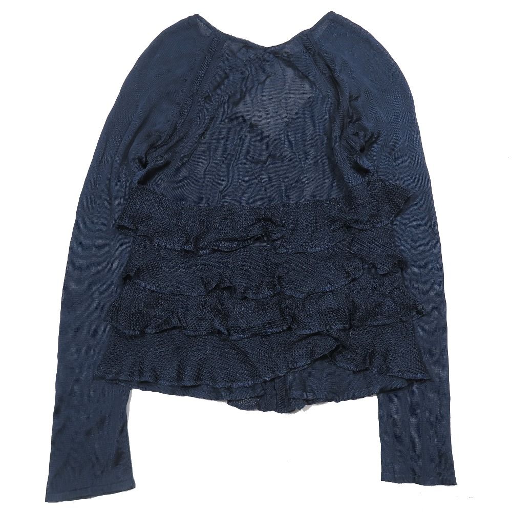 Loewe Rayon Knit Sheath Cardigan Bolero Long Sleeve Round Neck Ruffle — view 2