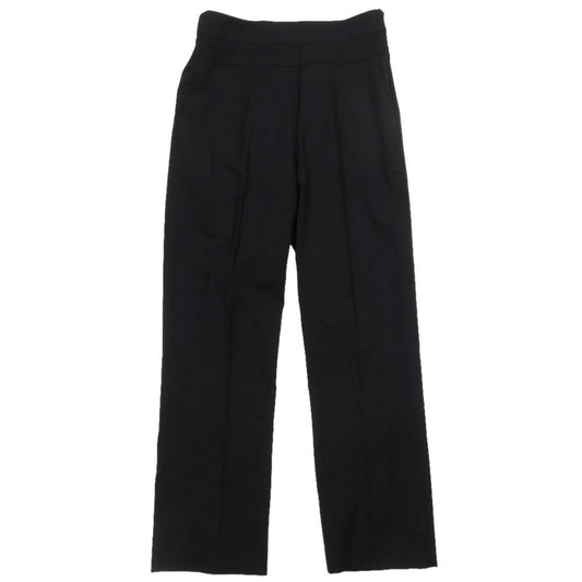 Prada Trousers Straight Pants Pleated Side Zip 44 Black
