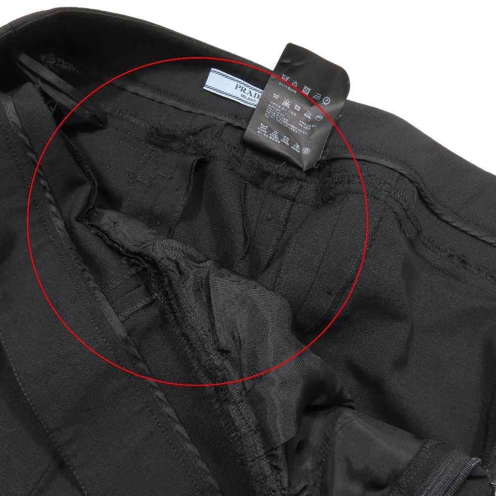 Prada Trousers Straight Pants Pleated Side Zip 44 Black — view 8