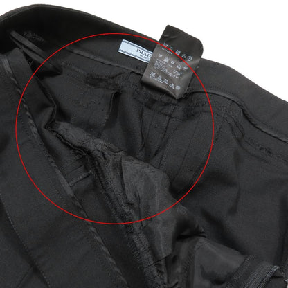 Prada Trousers Straight Pants Pleated Side Zip 44 Black — view 8