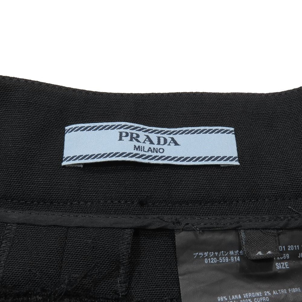 Prada Trousers Straight Pants Pleated Side Zip 44 Black — view 5