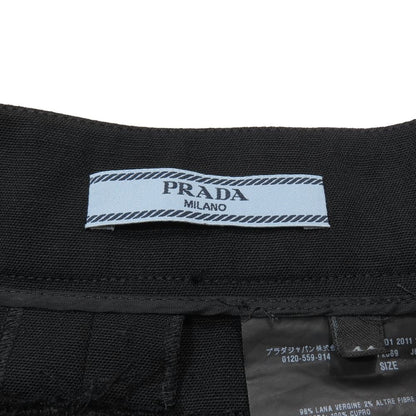 Prada Trousers Straight Pants Pleated Side Zip 44 Black — view 5