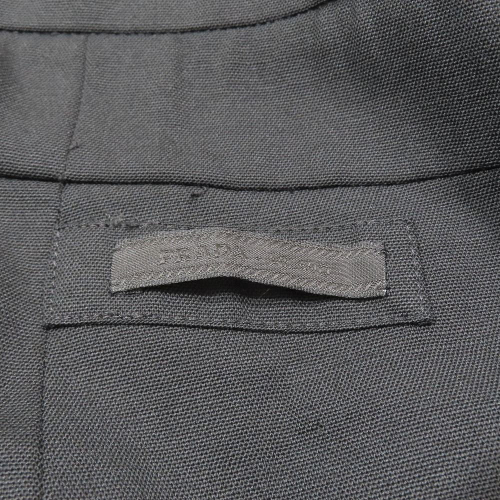 Prada Trousers Straight Pants Pleated Side Zip 44 Black — view 6