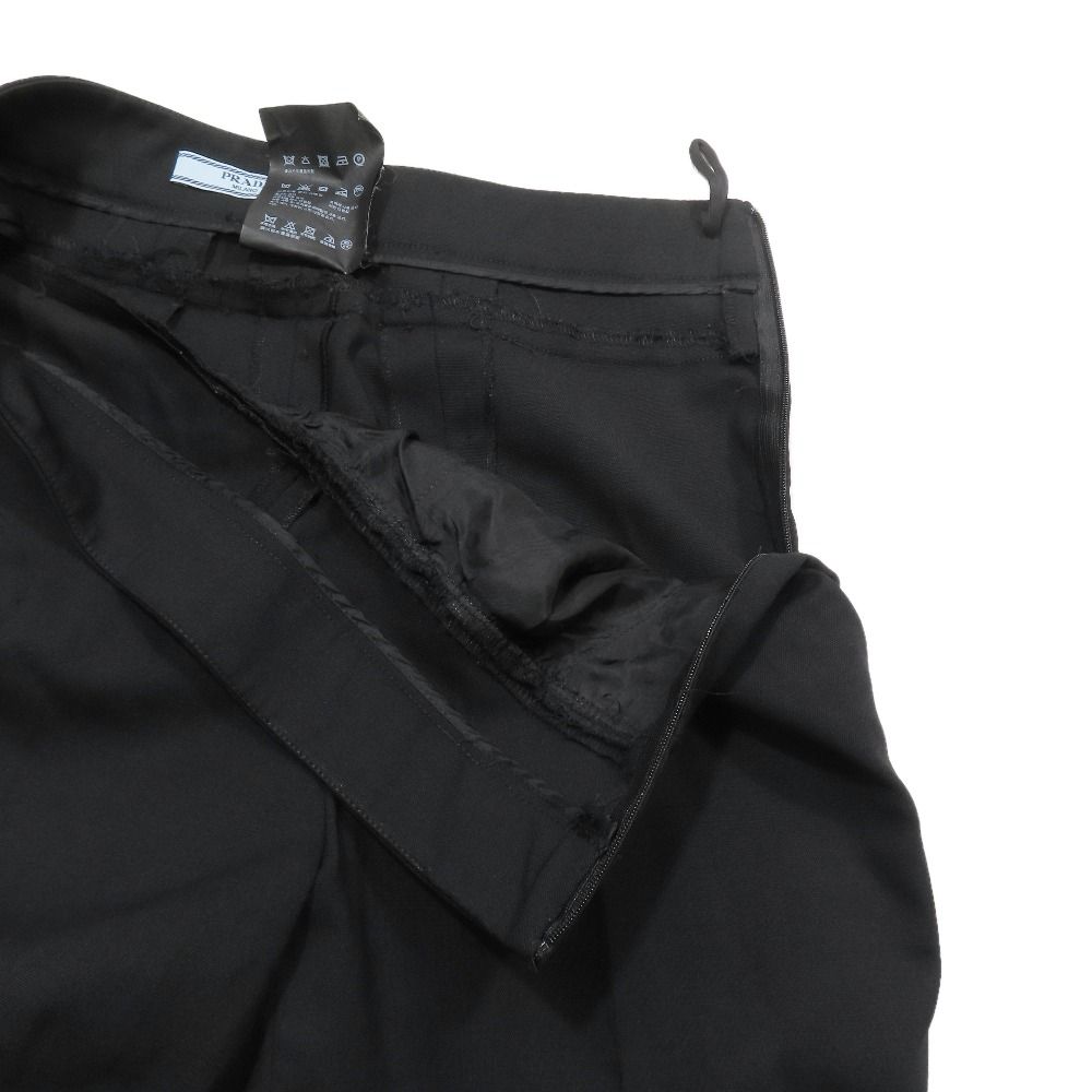Prada Trousers Straight Pants Pleated Side Zip 44 Black — view 3