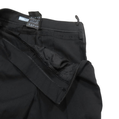 Prada Trousers Straight Pants Pleated Side Zip 44 Black — view 3