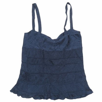 Loewe Rayon Knit Sleeveless Top Camisole Bustier Ribbon Sea Thru Archive M Blue — view 3
