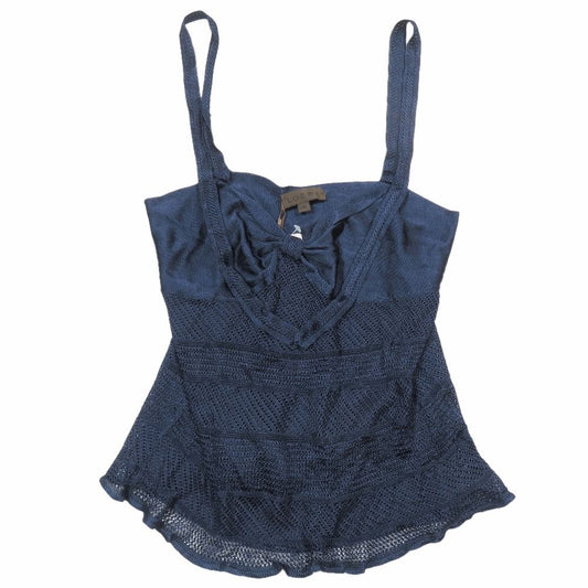 Loewe Rayon Knit Sleeveless Top Camisole Bustier Ribbon Sea Thru Archive M Blue
