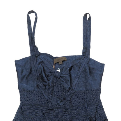 Loewe Rayon Knit Sleeveless Top Camisole Bustier Ribbon Sea Thru Archive M Blue — view 2