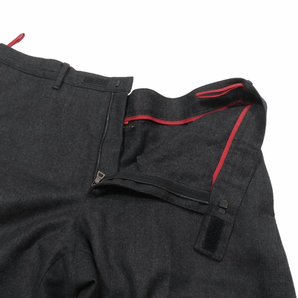 Prada Wool Trousers Straight Pants Zip Fly Pleated Rubber Logo Vintage Archive — view 3