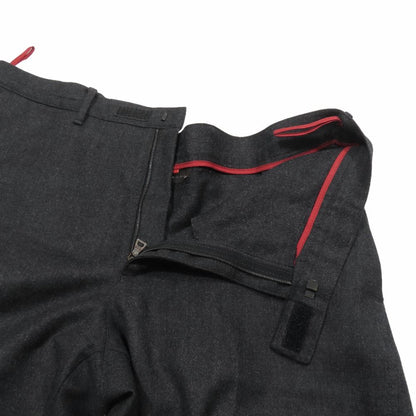 Prada Wool Trousers Straight Pants Zip Fly Pleated Rubber Logo Vintage Archive — view 3