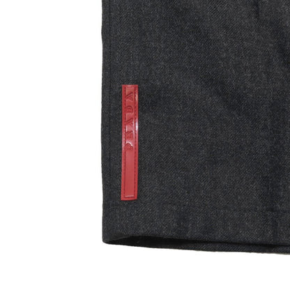 Prada Wool Trousers Straight Pants Zip Fly Pleated Rubber Logo Vintage Archive — view 5