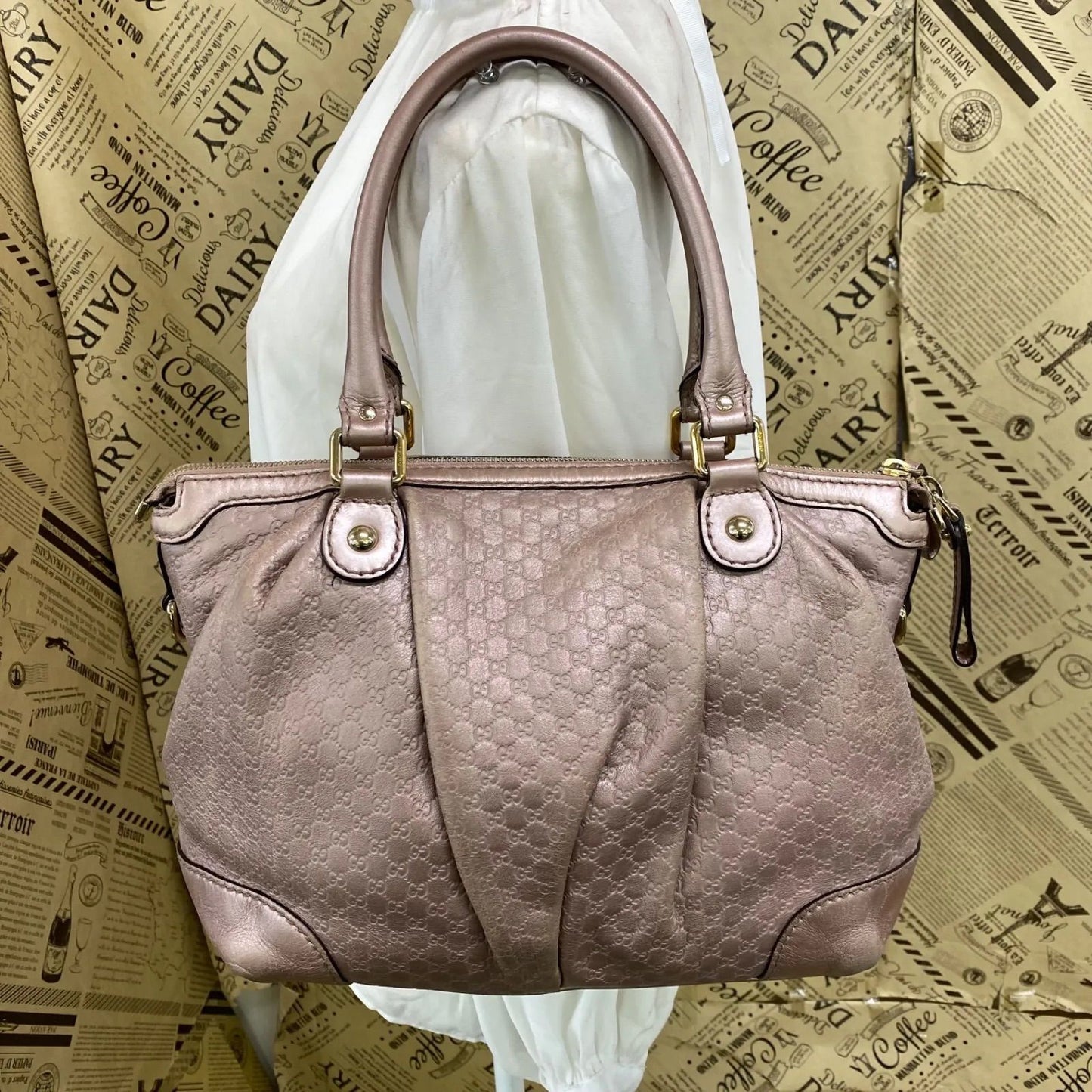 Gucci 2-Way Tote GG Leather Micro Pink — view 2