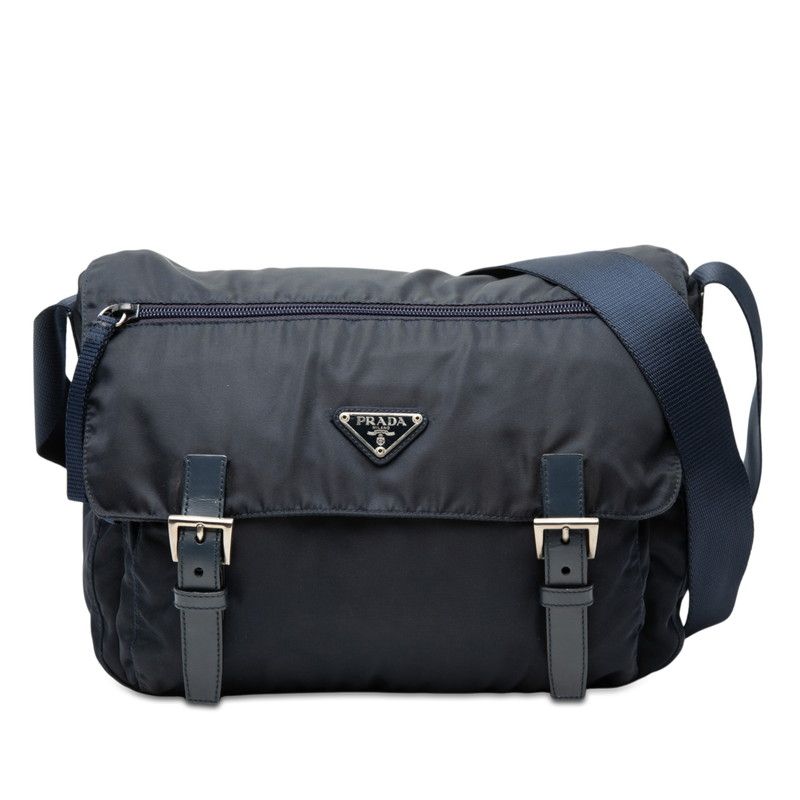 Prada Crossbody Shoulder Bag Navy Nylon Leather