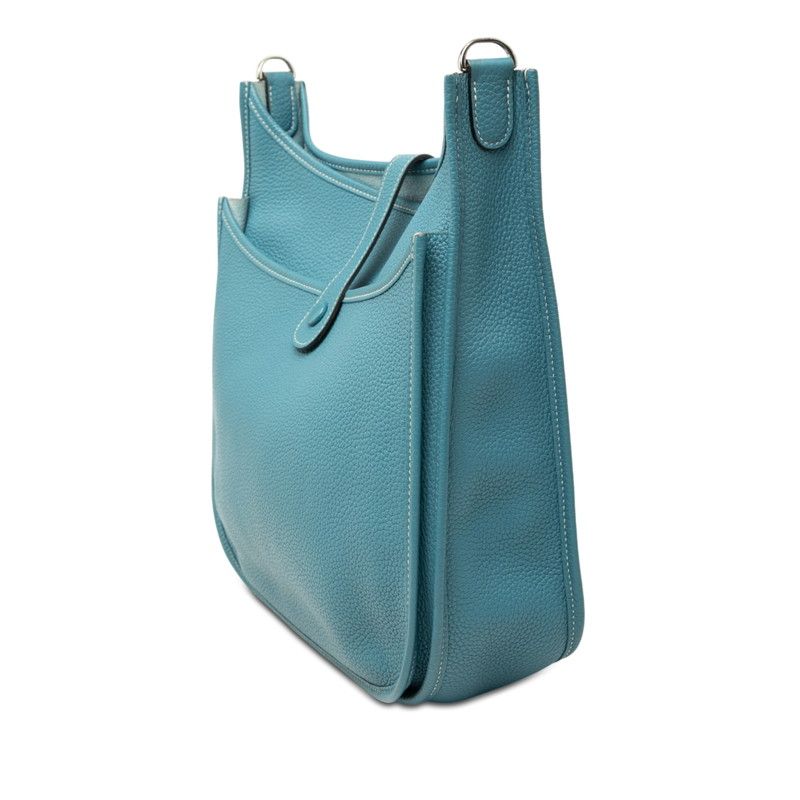 Hermes Evelyne 3 GM Crossbody Shoulder Bag Blue Jean Silver Taurillon Clemence — view 2