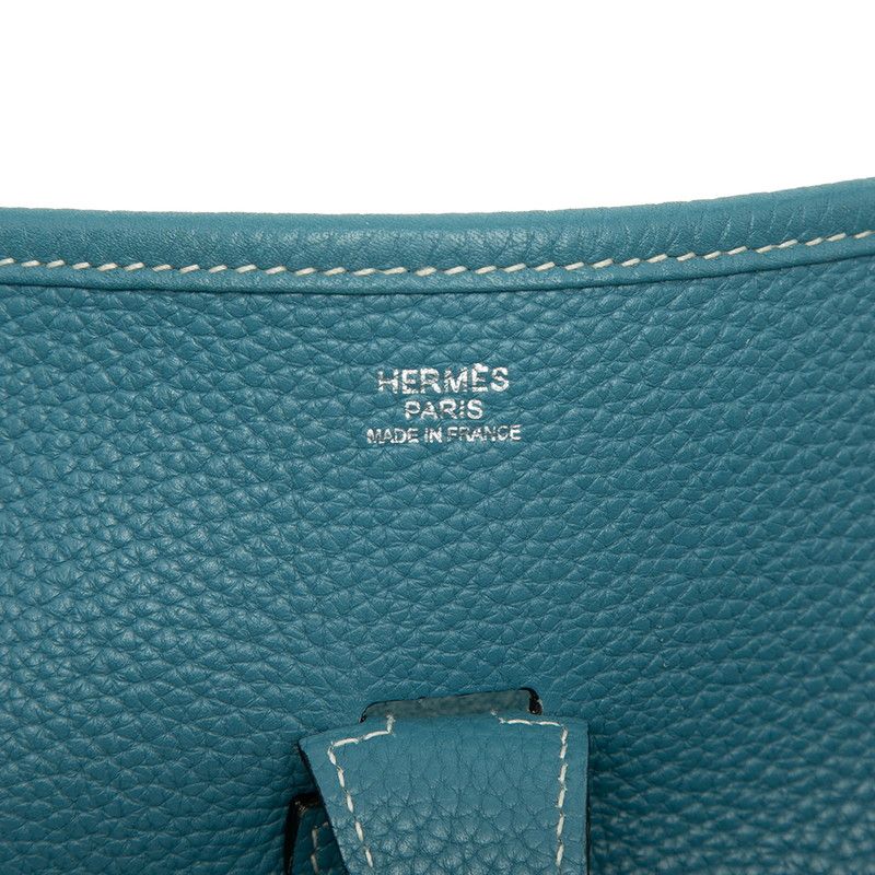 Hermes Evelyne 3 GM Crossbody Shoulder Bag Blue Jean Silver Taurillon Clemence — view 7