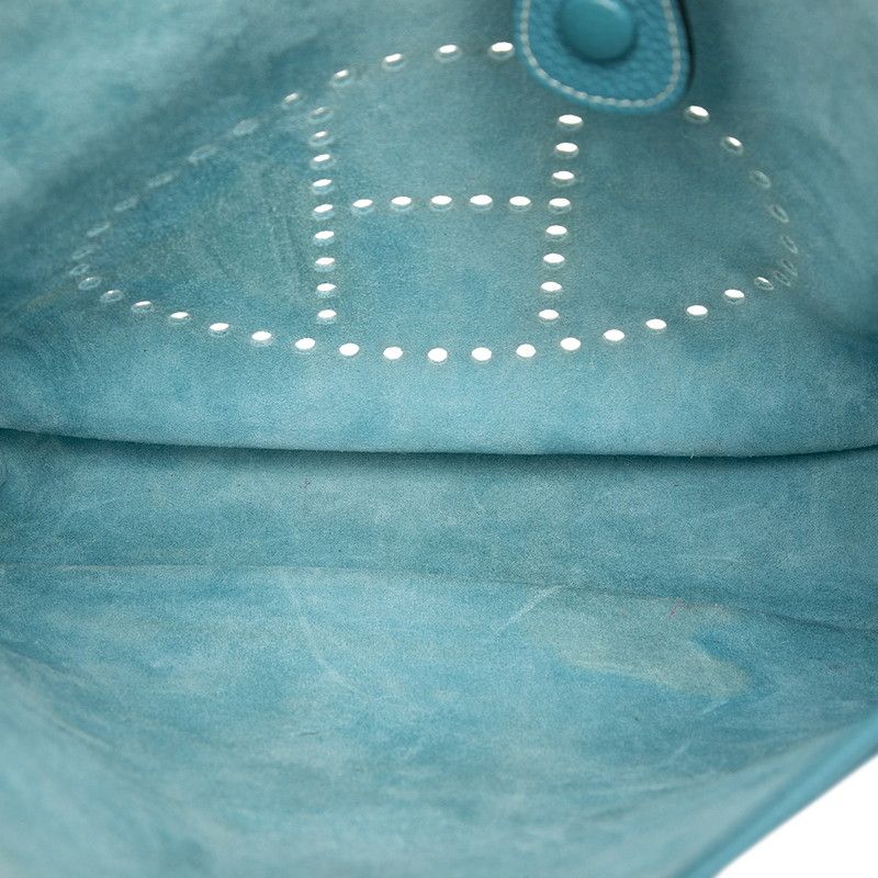 Hermes Evelyne 3 GM Crossbody Shoulder Bag Blue Jean Silver Taurillon Clemence — view 4