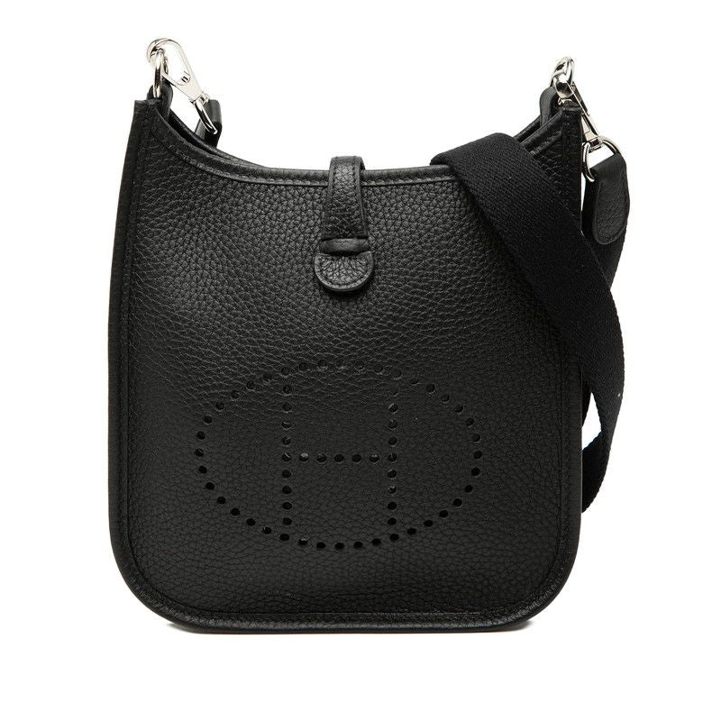 Hermes Evelyne TPM Crossbody Shoulder Bag Noir Black Taurillon Clemence