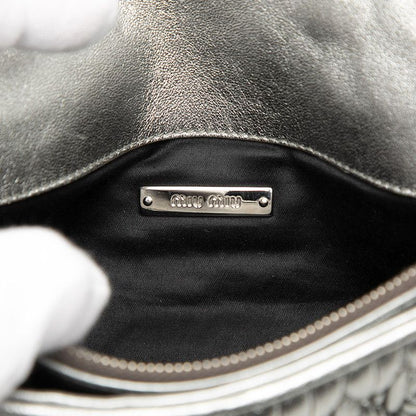 Miu Miu Miu Matelasse Nappa Crystal Crossbody Chain Shoulder Bag Silver Leather — view 5