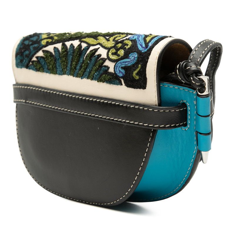 Loewe Gate Mini Floral Crossbody Shoulder Bag Pochette Blue Multicolor Leather — view 2