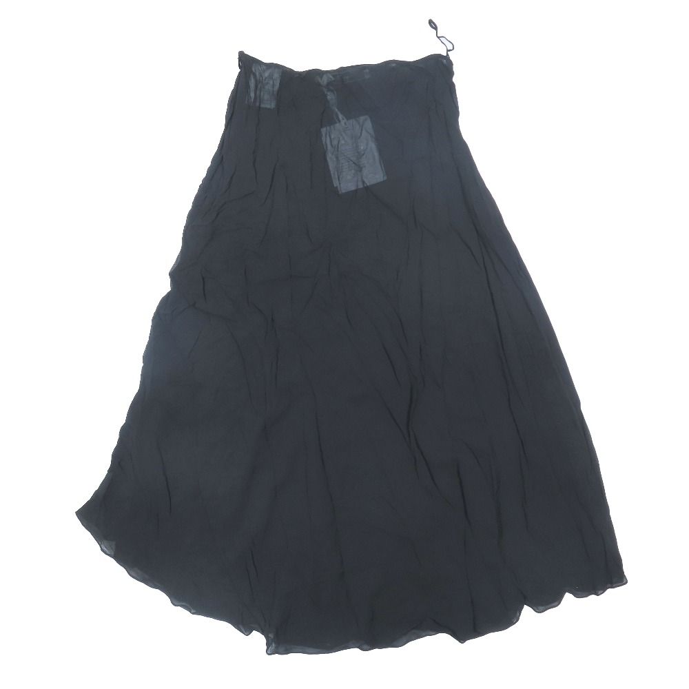Dior Long Skirt Silk 100% Sheer Flare 44 Black — view 2