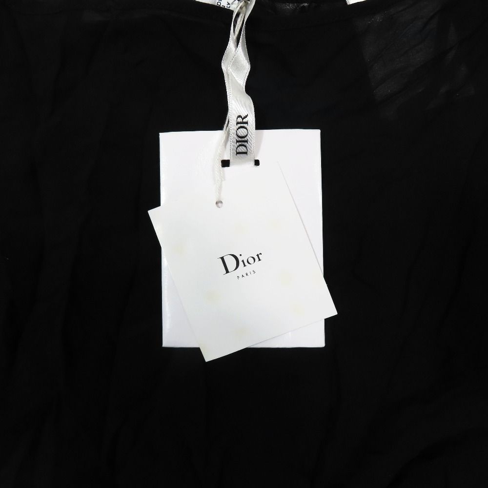 Dior Long Skirt Silk 100% Sheer Flare 44 Black — view 5