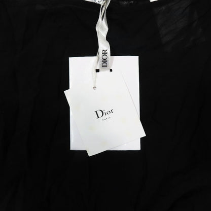 Dior Long Skirt Silk 100% Sheer Flare 44 Black — view 5