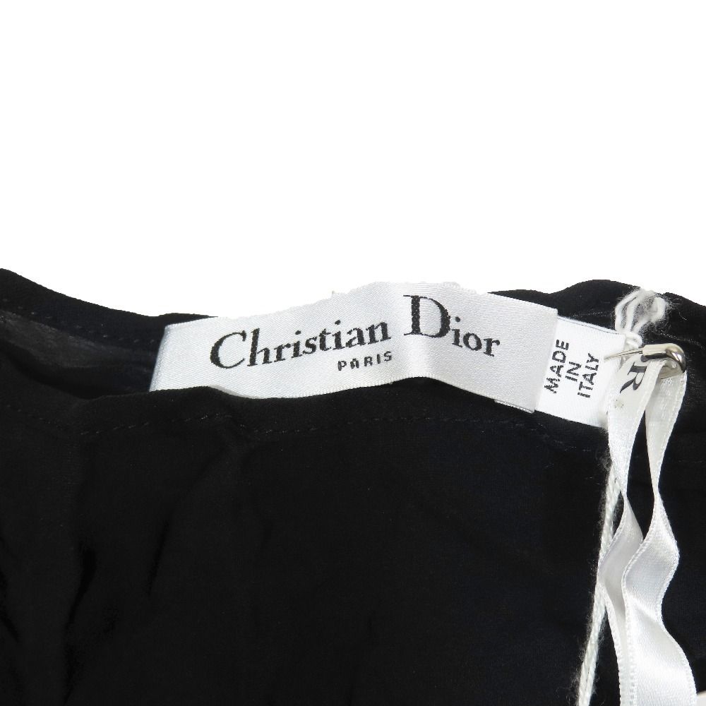 Dior Long Skirt Silk 100% Sheer Flare 44 Black — view 4