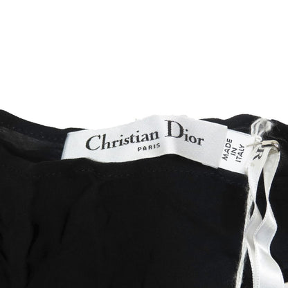 Dior Long Skirt Silk 100% Sheer Flare 44 Black — view 4