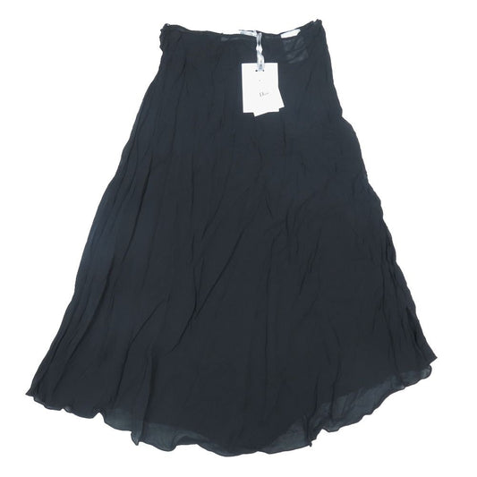 Dior Long Skirt Silk 100% Sheer Flare 44 Black