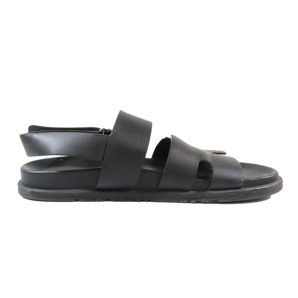 Hermes Genius Logo Leather Sandals Back Strap Techno Shoes 42 Black — view 2