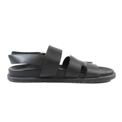Hermes Genius Logo Leather Sandals Back Strap Techno Shoes 42 Black — view 2