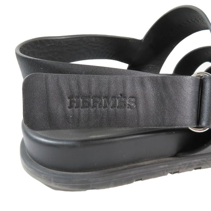 Hermes Genius Logo Leather Sandals Back Strap Techno Shoes 42 Black — view 6