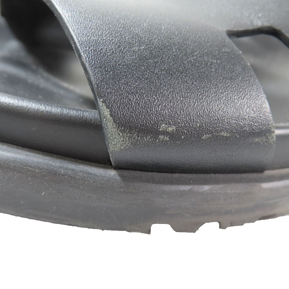 Hermes Genius Logo Leather Sandals Back Strap Techno Shoes 42 Black — view 8