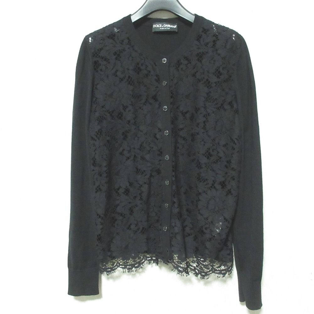 Dolce & Gabbana Lace Docking Knit Cardigan 38 Black