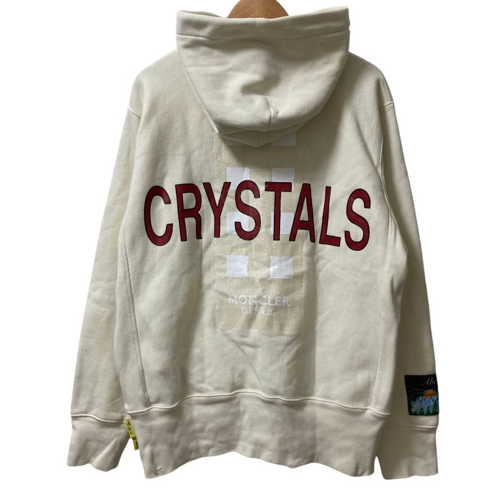 Moncler a Dos Visory Board Crystals Logo Print Pullover Hoodie L Beige — view 4