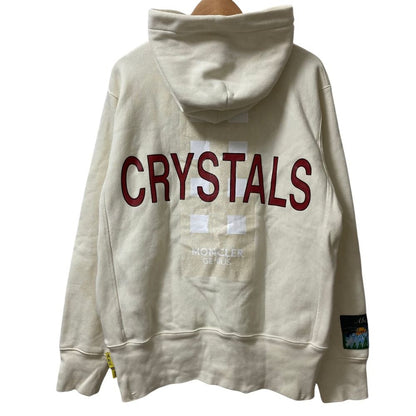 Moncler a Dos Visory Board Crystals Logo Print Pullover Hoodie L Beige — view 4
