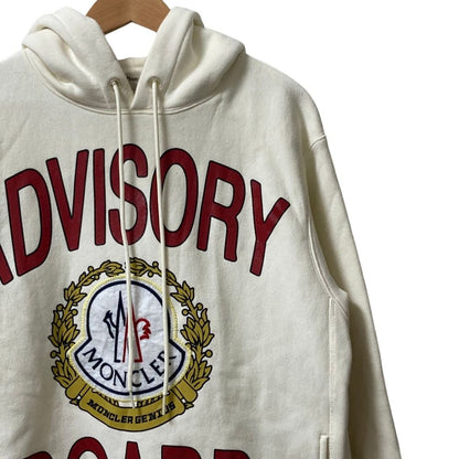 Moncler a Dos Visory Board Crystals Logo Print Pullover Hoodie L Beige — view 2