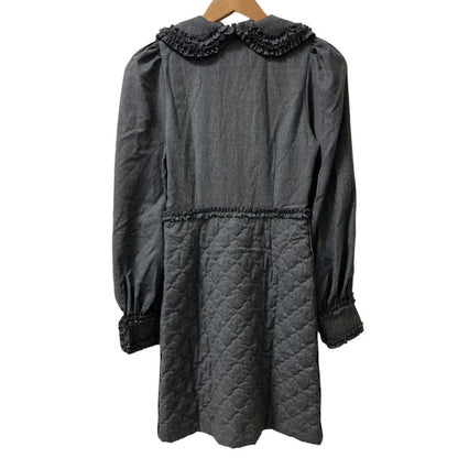 Fendi Frill Color Quilted Long Sleeve Knee Length Dress 36 Gray — view 3