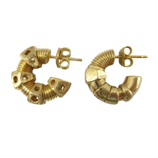 Bottega Veneta Bolt Motif Hoop Stud Earrings Silver Gold Plated