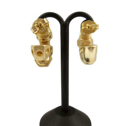 Bottega Veneta Bolt Motif Hoop Stud Earrings Silver Gold Plated — view 5
