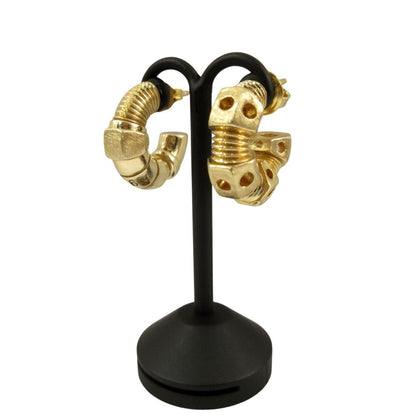 Bottega Veneta Bolt Motif Hoop Stud Earrings Silver Gold Plated — view 3