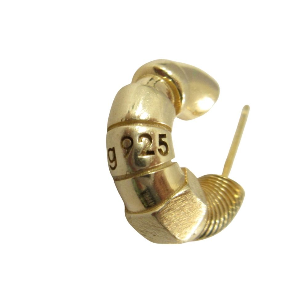 Bottega Veneta Bolt Motif Hoop Stud Earrings Silver Gold Plated — view 7