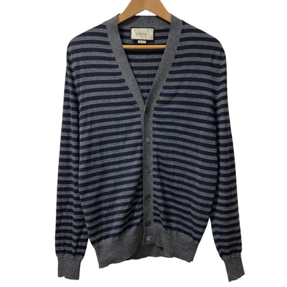 Gucci Border Knit Cardigan M Navy Gray