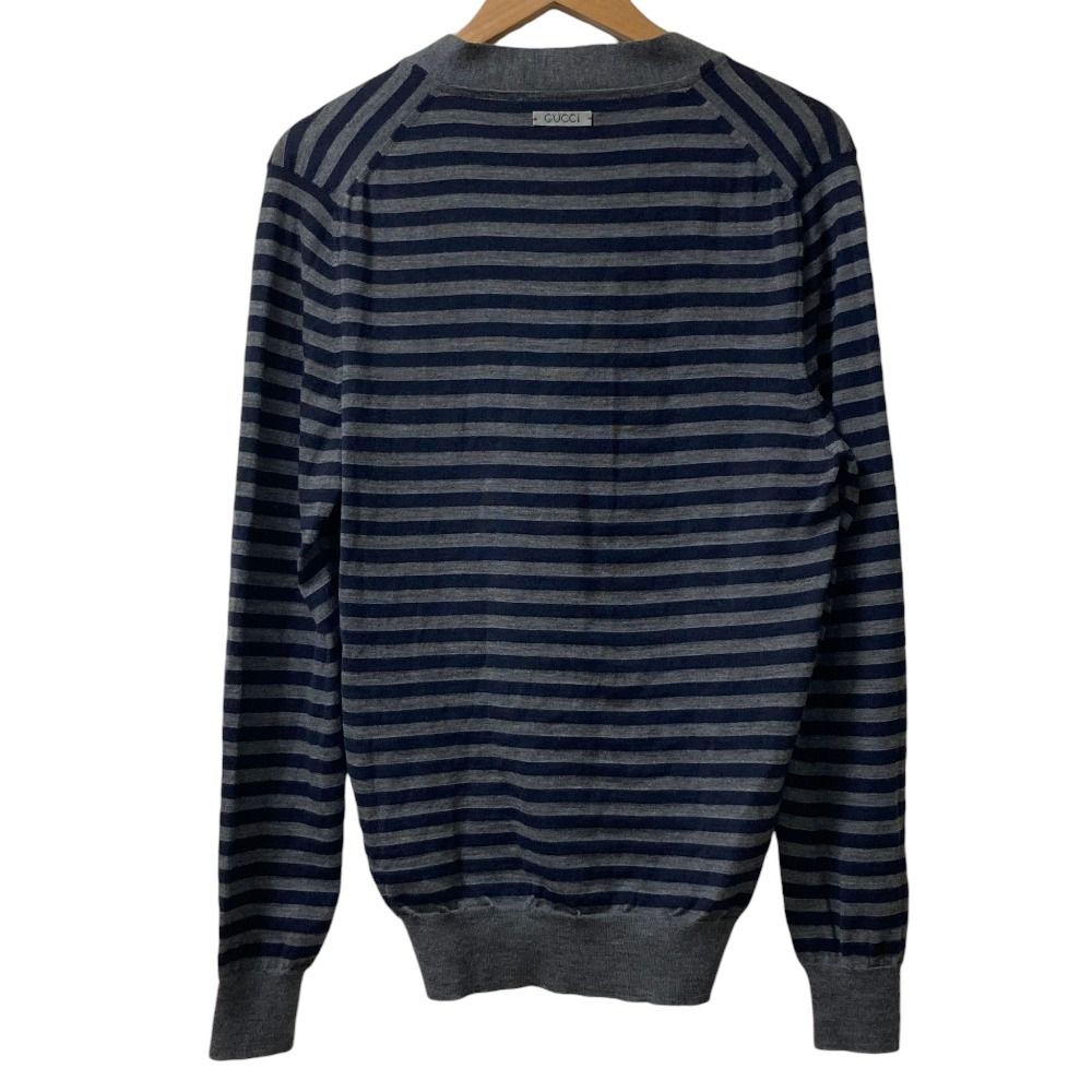 Gucci Border Knit Cardigan M Navy Gray — view 3