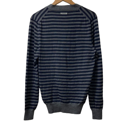 Gucci Border Knit Cardigan M Navy Gray — view 3