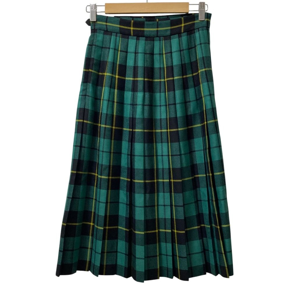 Gucci Check Wool Wrap Long Skirt 36 Green Black Yellow — view 3