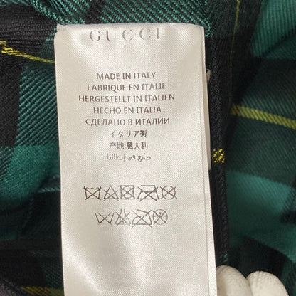 Gucci Check Wool Wrap Long Skirt 36 Green Black Yellow — view 7
