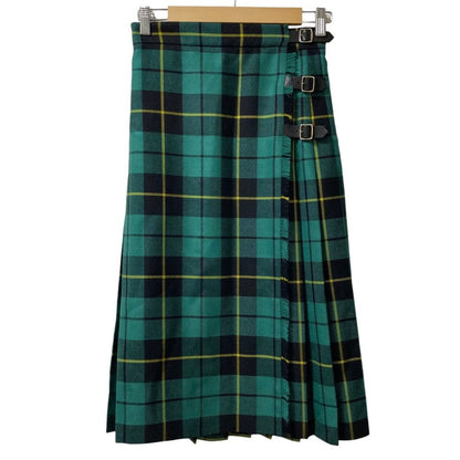 Gucci Check Wool Wrap Long Skirt 36 Green Black Yellow
