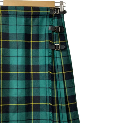 Gucci Check Wool Wrap Long Skirt 36 Green Black Yellow — view 2